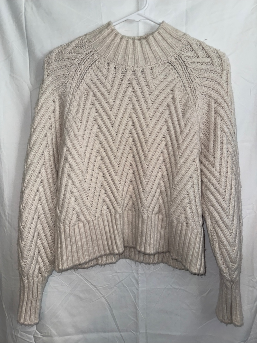 Sincerely Jules-Cream Textured Cable Knit Sweater - Size S